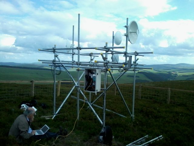 Installation of a mast above Corsehope.  Part of the Heriot broadband network Thumb